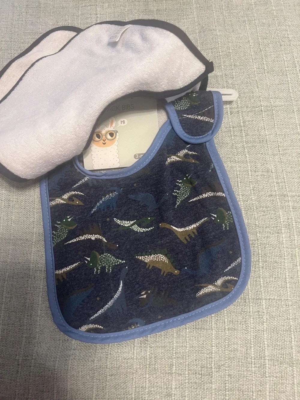 Grey 'Roar' Dino Bib - 3 Pack (Grey)
